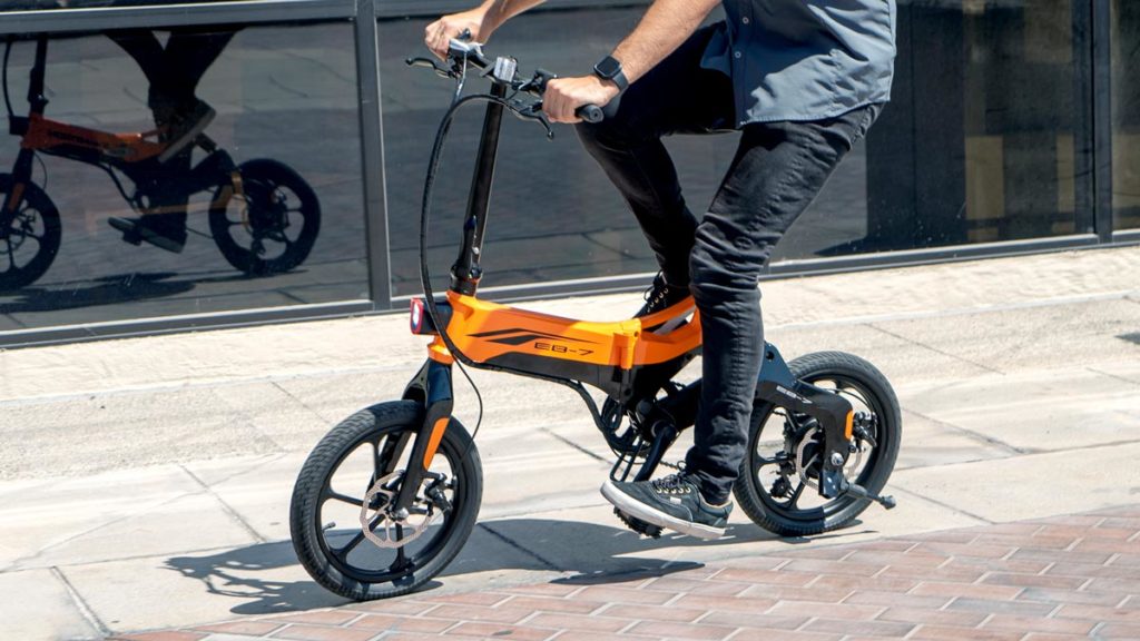 Man riding the EB7 Plus eBike.